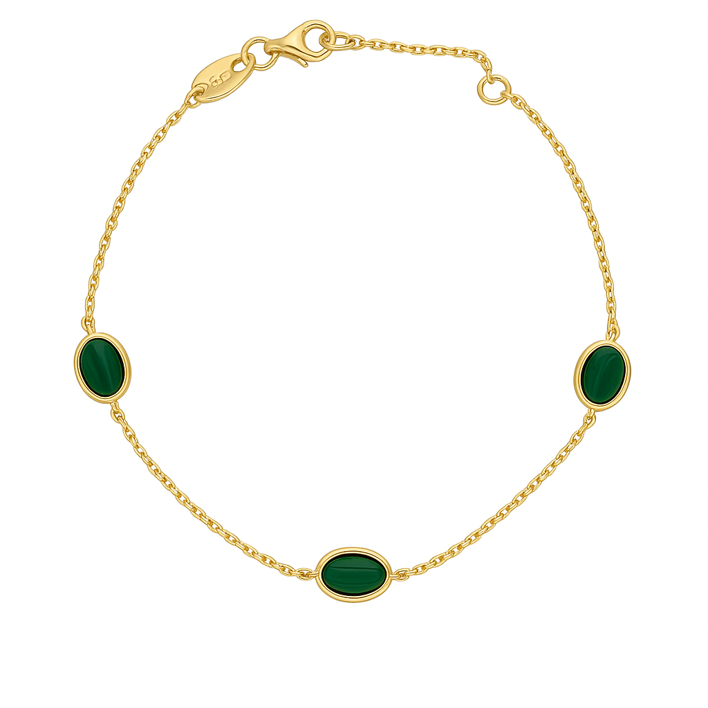 9CT Yellow Gold Malachite Bracelet