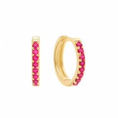 9ct Yellow Gold 0.10pts Ruby Mini Huggies