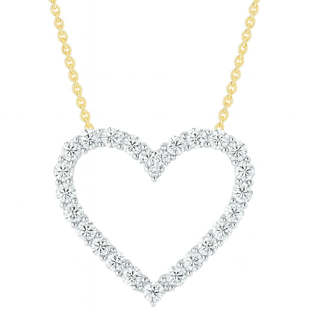 9ct Yellow Gold 0.50ct Diamond Open Heart Necklace