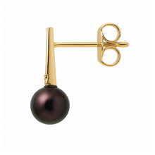 Load image into Gallery viewer, 9CT Yellow Gold Black Pearl &amp; Diamond Stud Earrings
