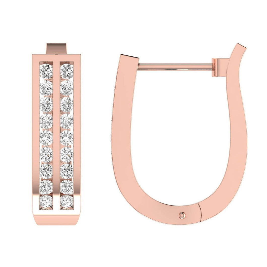 9ct Rose Gold 0.75ct Diamond Huggie Earrings