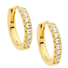 Load image into Gallery viewer, Ellani 14mm Hoop CZ Earrings
