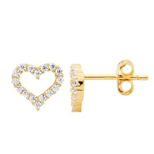 Load image into Gallery viewer, Ellani Heart CZ Stud Earrings
