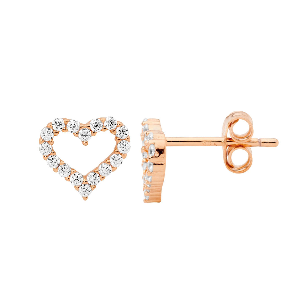 Heart CZ Stud Earrings
