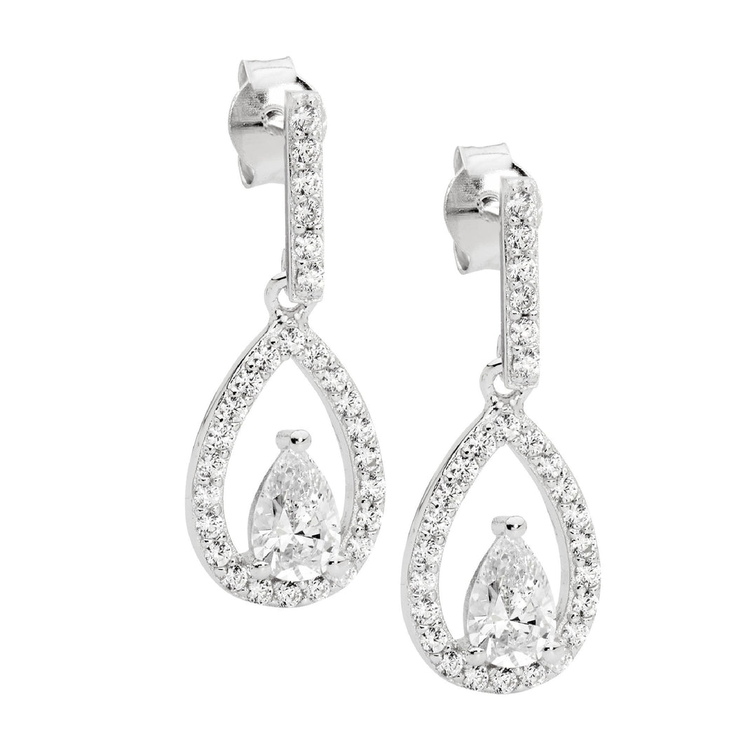 Ellani CZ Stud Drop Earrings