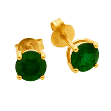 Load image into Gallery viewer, 9CT Yellow Gold Created Emerald Earrings
