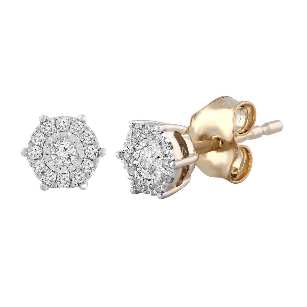 9ct Yellow Gold 0.10ct Diamond Stud Earrings