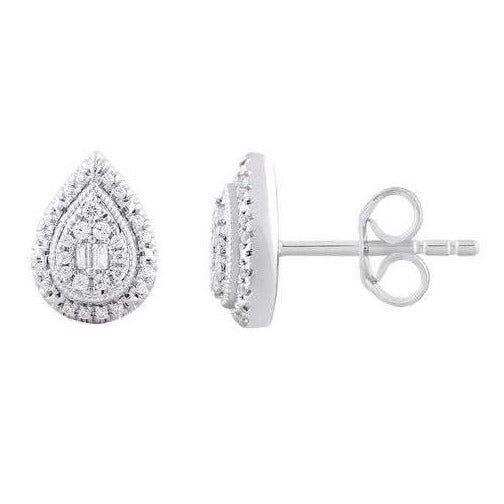 9CT White Gold Pear 0.15ct Diamond Studs