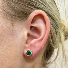 Load image into Gallery viewer, 9CT Created Emerald and Diamond Earrings
