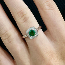 Load image into Gallery viewer, 9CT White Gold Created Emerald and Diamond Ring
