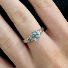 Load image into Gallery viewer, 9CT White Gold Aquamarine and Diamond Ring
