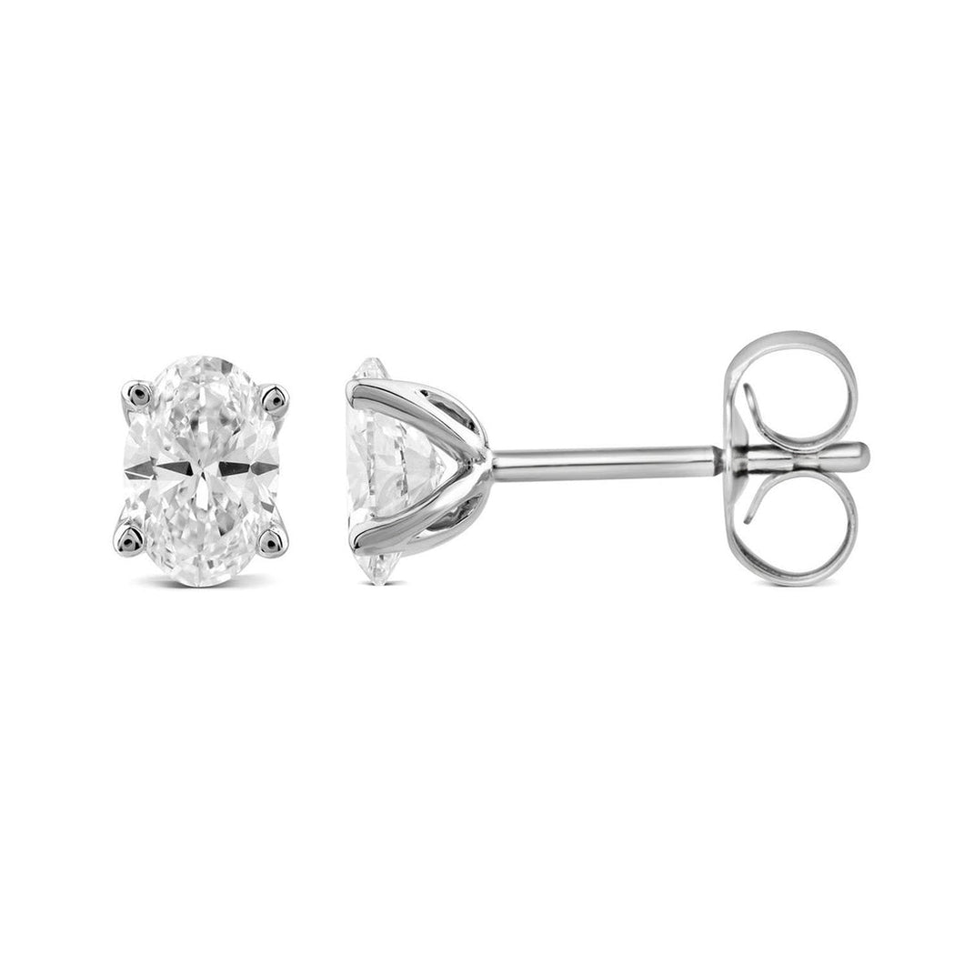 18ct White Gold Oval 1.00ct Diamond Studs