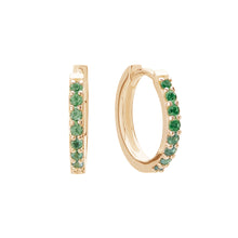 Load image into Gallery viewer, 9ct Yellow Gold 0.10pts Emeralds Earrings
