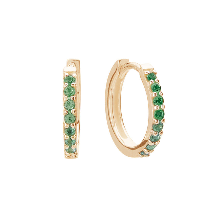 9ct Yellow Gold 0.10pts Emeralds Earrings