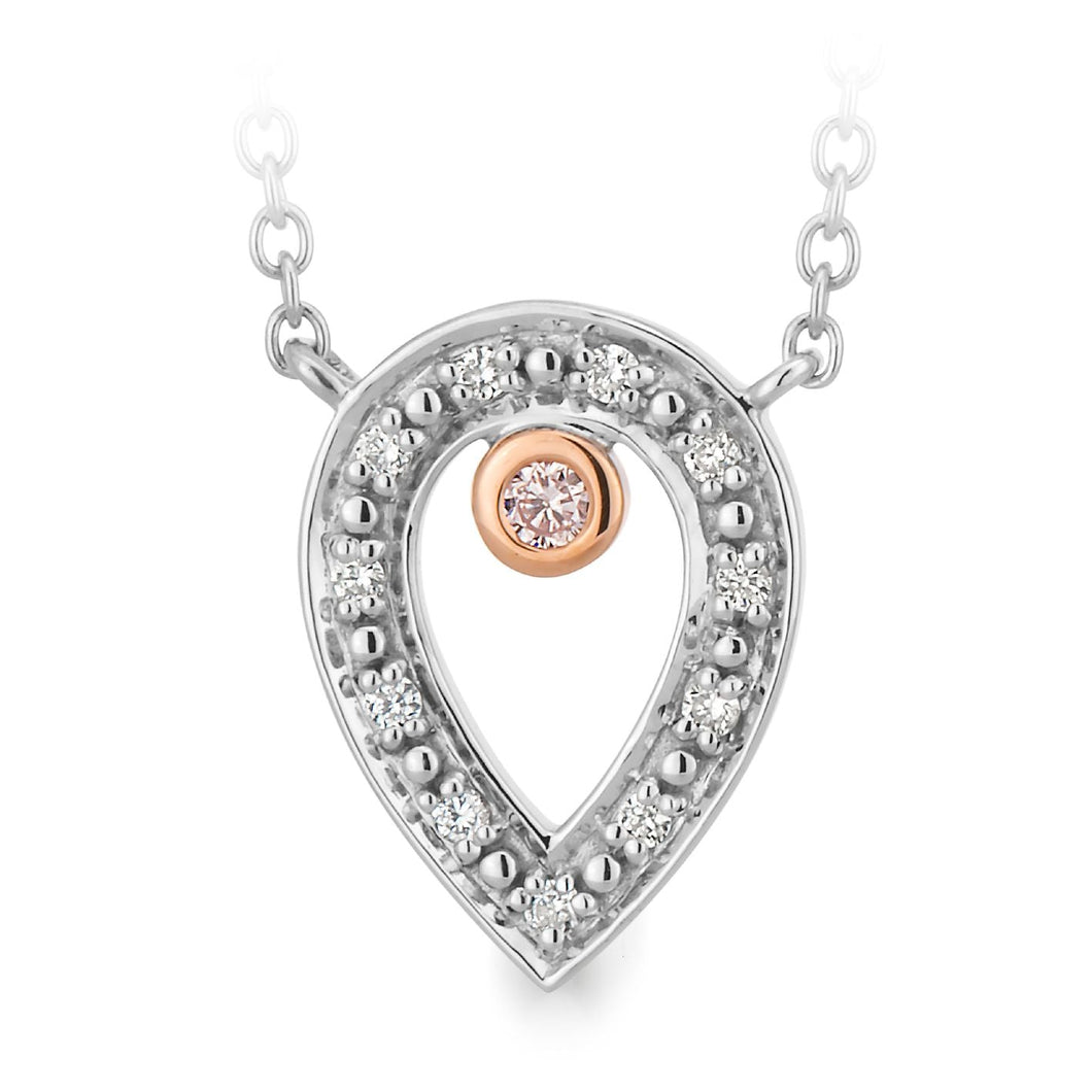 9ct White Gold Pink Caviar 0.05ct Diamond Pendant