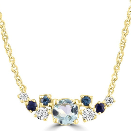 Diamond and Aquamarine Necklace