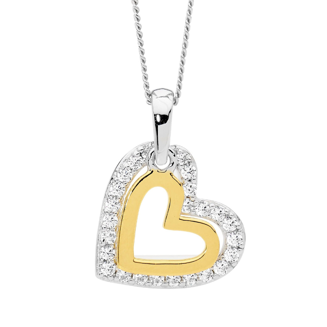 Ellani CZ Double Heart Necklace