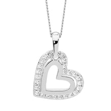 Load image into Gallery viewer, Ellani CZ Double Heart Necklace
