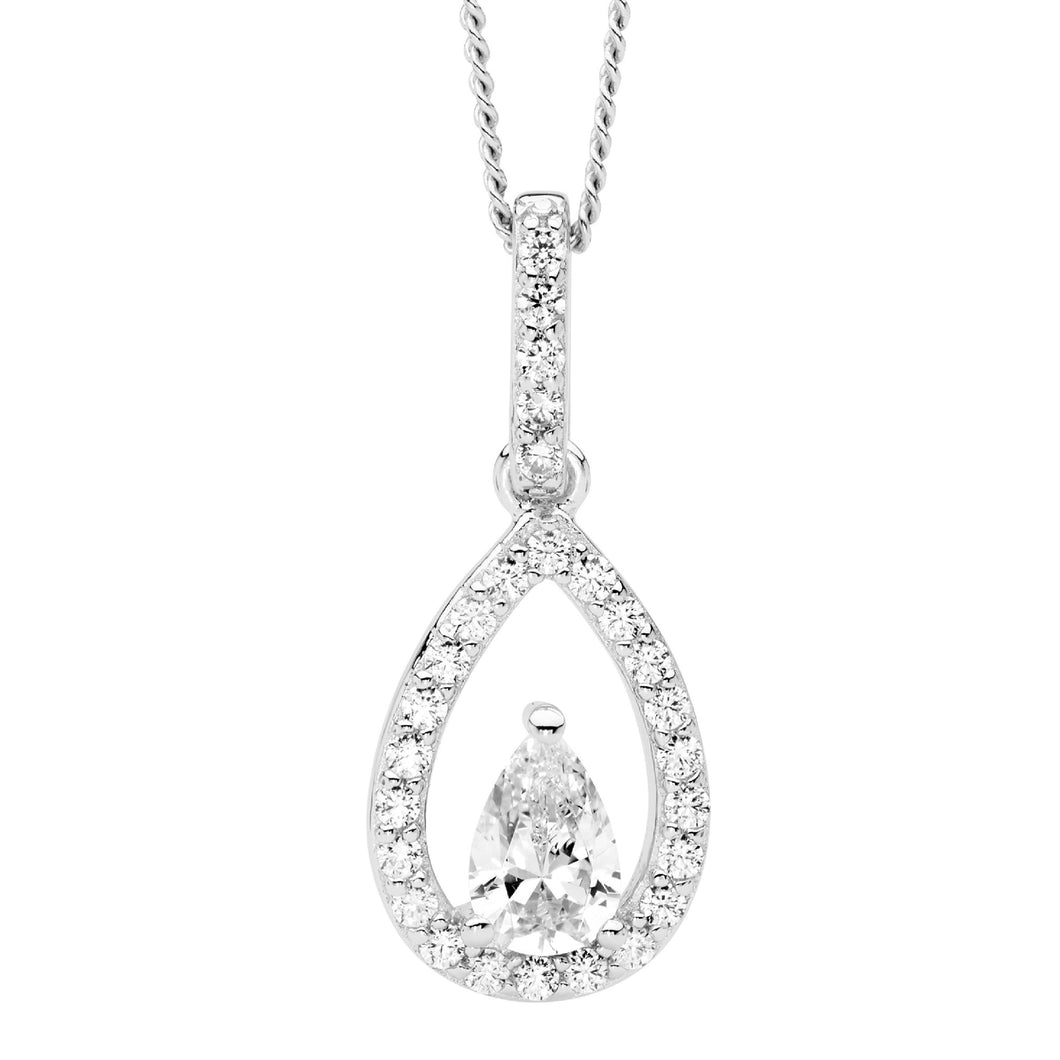 Ellani Tear Drop CZ Necklace