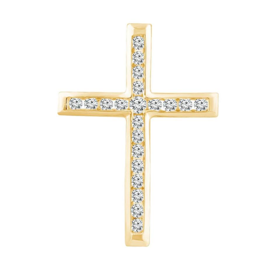 9ct Yellow Gold 0.25ct Diamond Cross Pendant