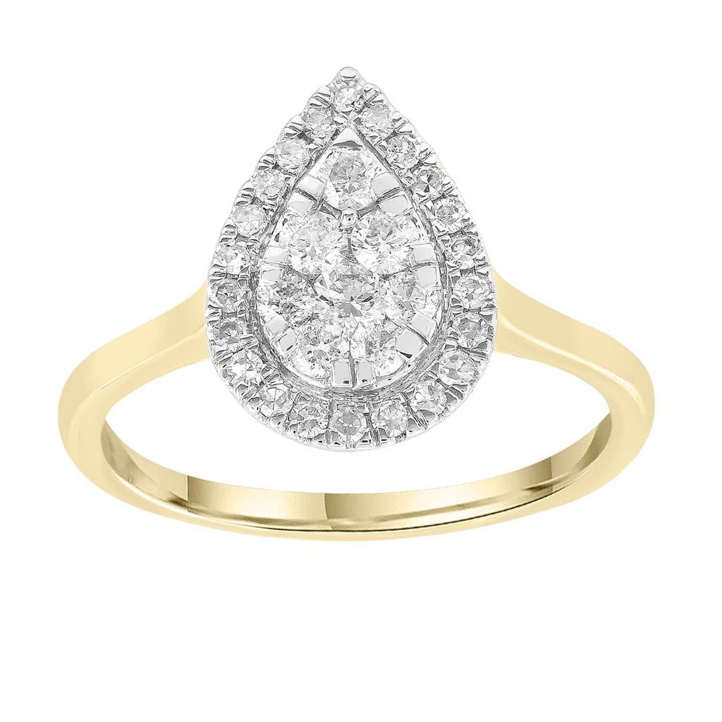 9ct Yellow Gold 0.50ct Diamond Pear Ring