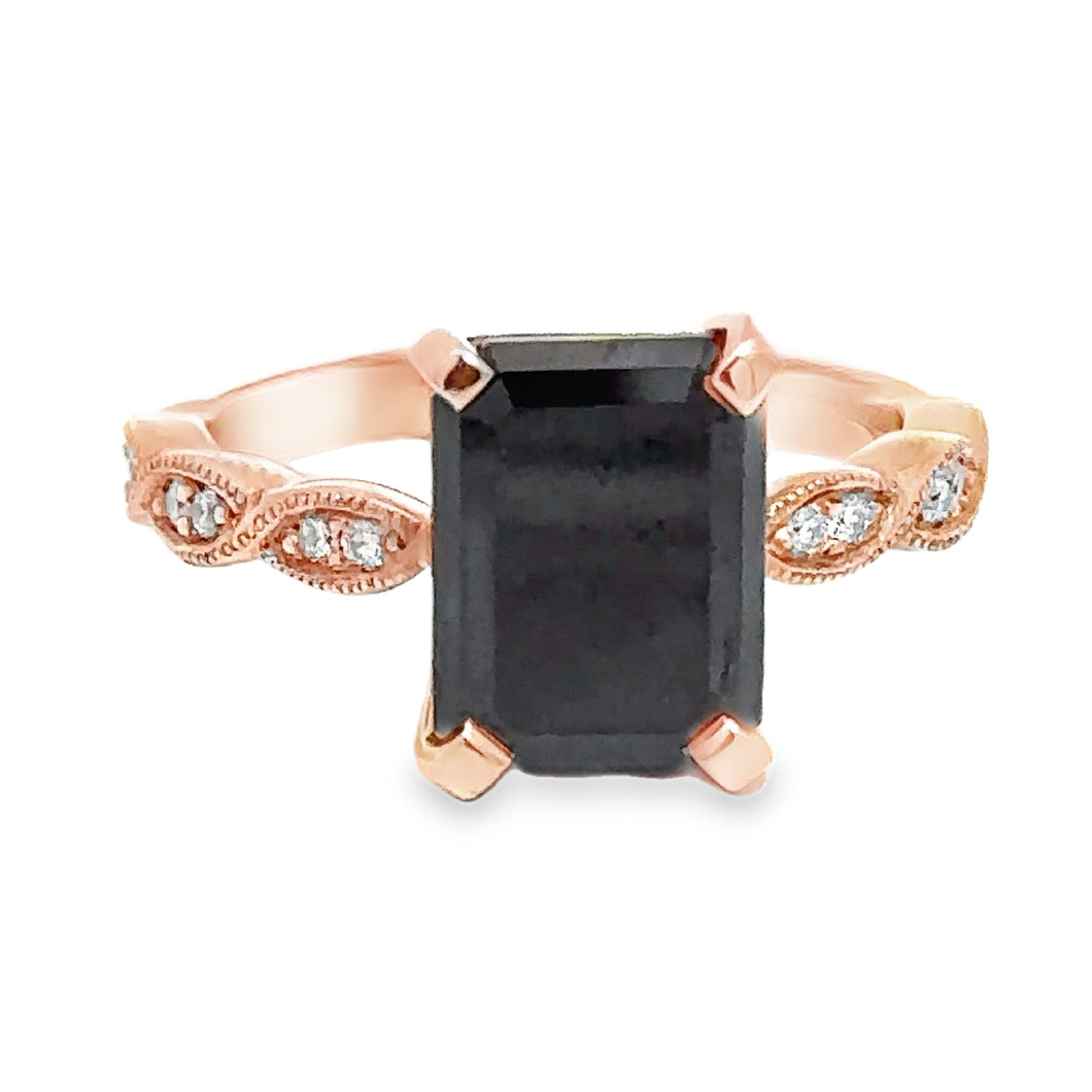 9CT Rose Gold Black 4.06ct Diamond Ring