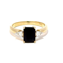 Load image into Gallery viewer, 9ct Yellow Gold Black Sapphire &amp; Lab Grown Diamond
