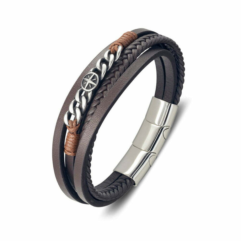 Steel & Leather Bangle