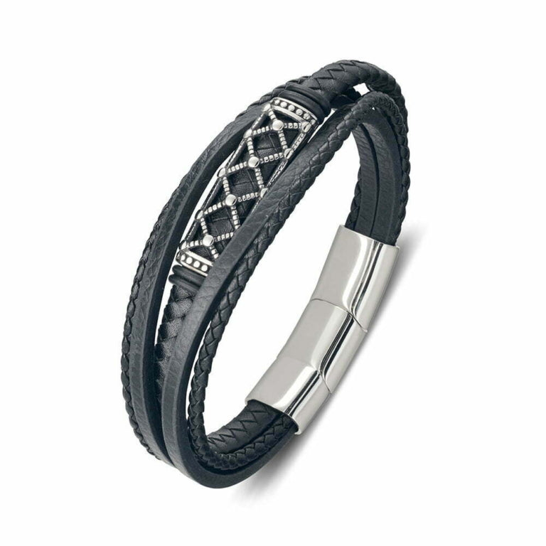 Steel & Leather Bangle