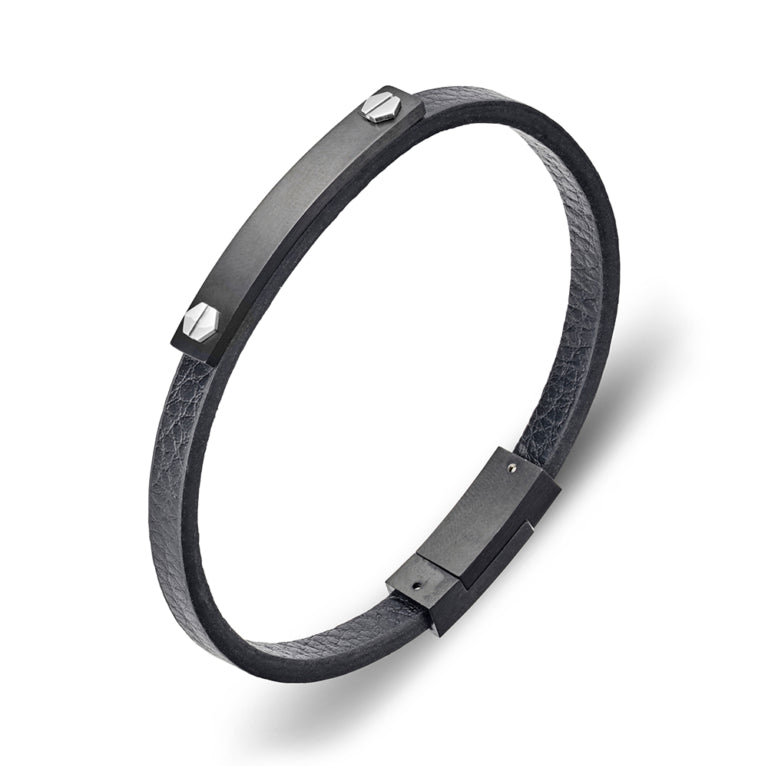 Steel & Leather Bangle