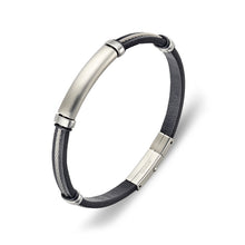 Load image into Gallery viewer, Steel &amp; Leather Bangle
