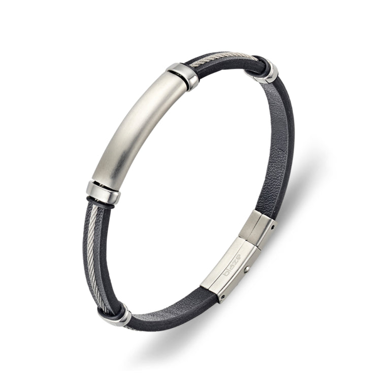 Steel & Leather Bangle