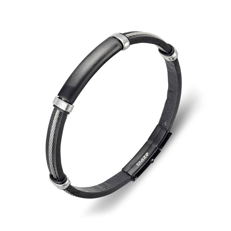 Steel & Leather Bangle