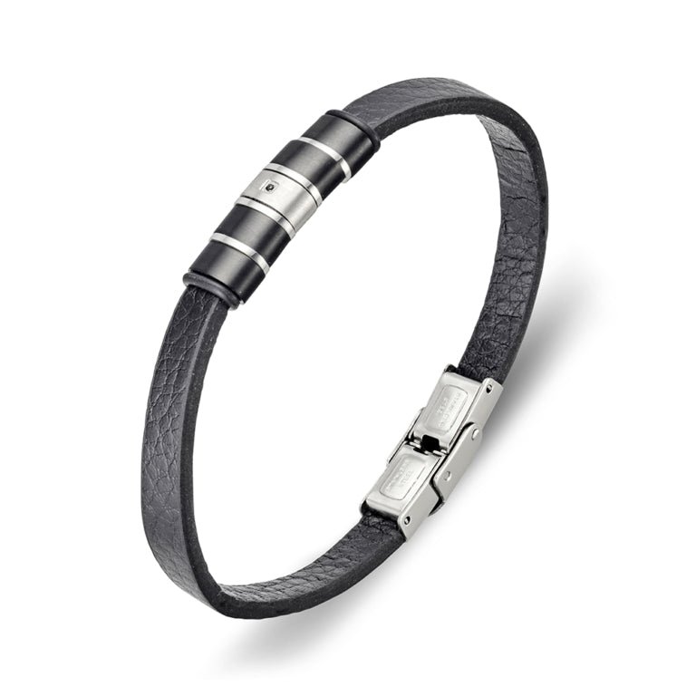 Steel & Leather Bangle