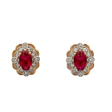 Load image into Gallery viewer, 9CT Created Ruby and Diamond Earrings
