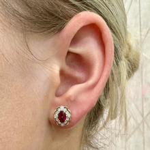 Load image into Gallery viewer, 9CT Created Ruby and Diamond Earrings
