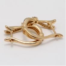 Load image into Gallery viewer, 9CT Yellow Gold Champagne &amp; White Diamond Huggies
