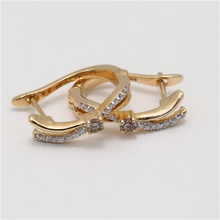 Load image into Gallery viewer, 9CT Yellow Gold Champagne &amp; White Diamond Huggies
