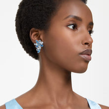 Load image into Gallery viewer, Swarovski Gema Drop Earrings – Rhodium Plated with Blue Crystals
