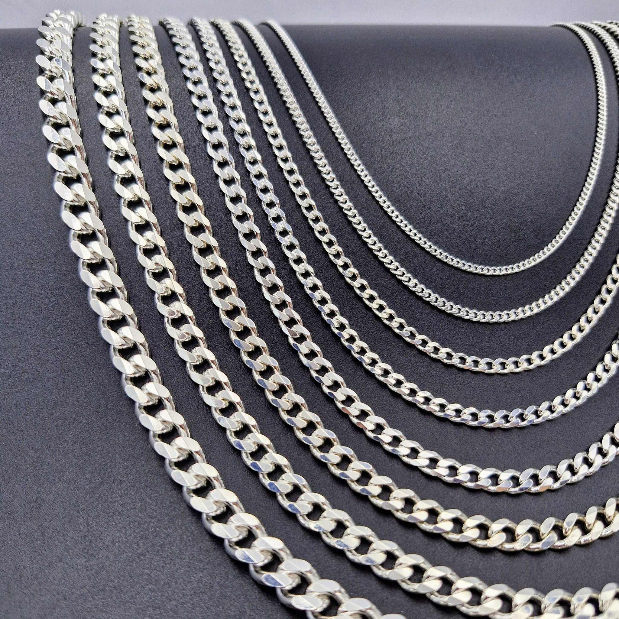 Sterling Silver Chain 45cm Curb Chain Sterling Silver Diamond Cut Curb Chain (45cm)