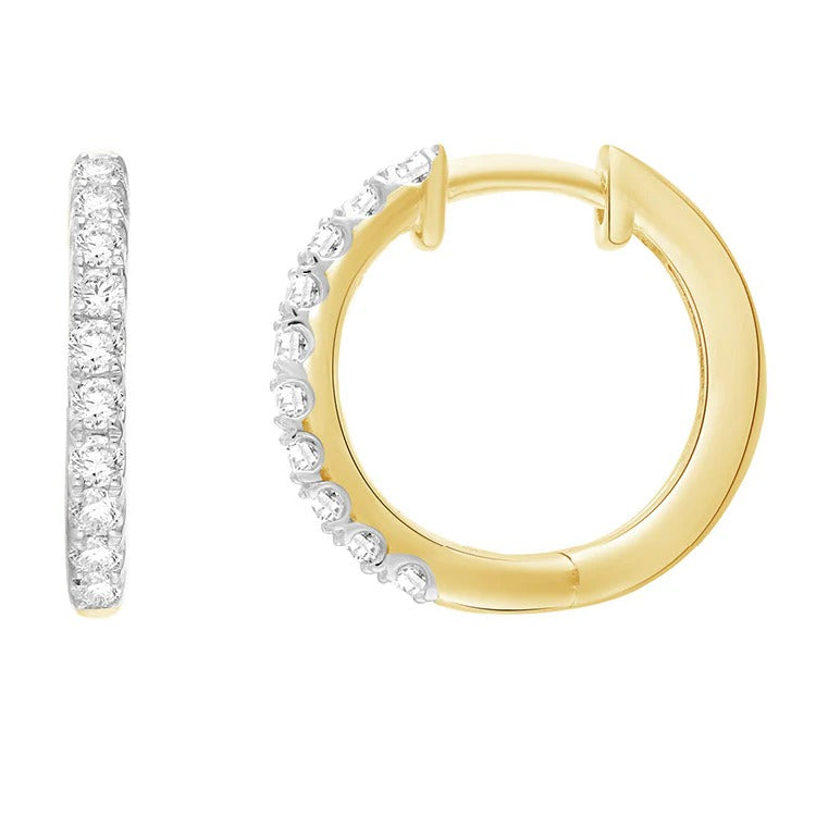 9ct Yellow Gold Diamond Hoop Earrings