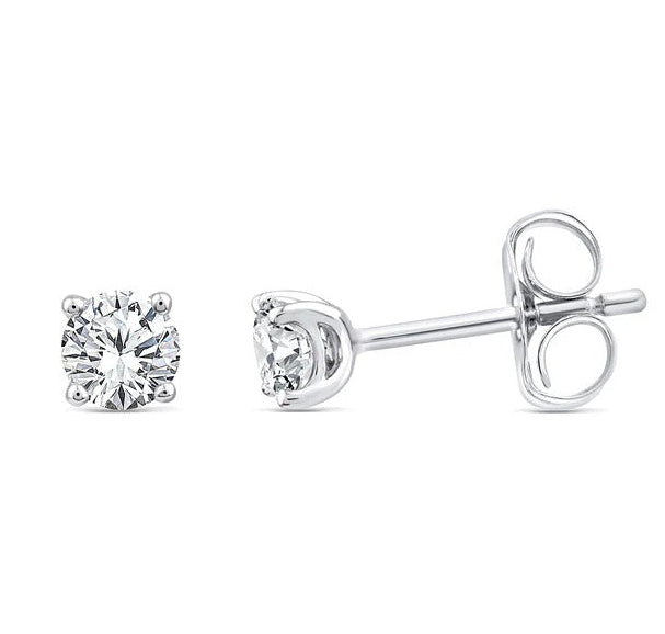9ct White Gold Diamond Stud Earrings