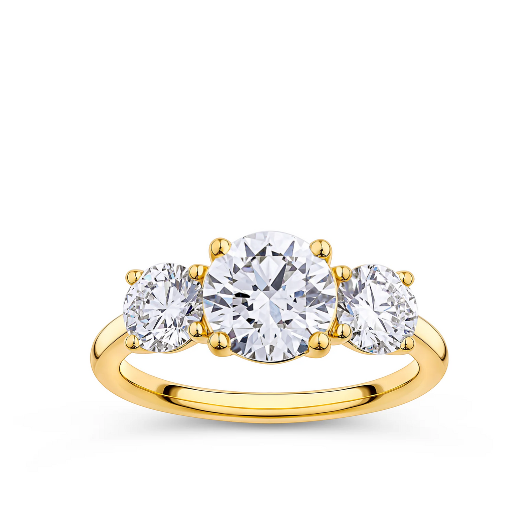 9ct Yellow Gold 2.00ct Round Trilogy Ring
