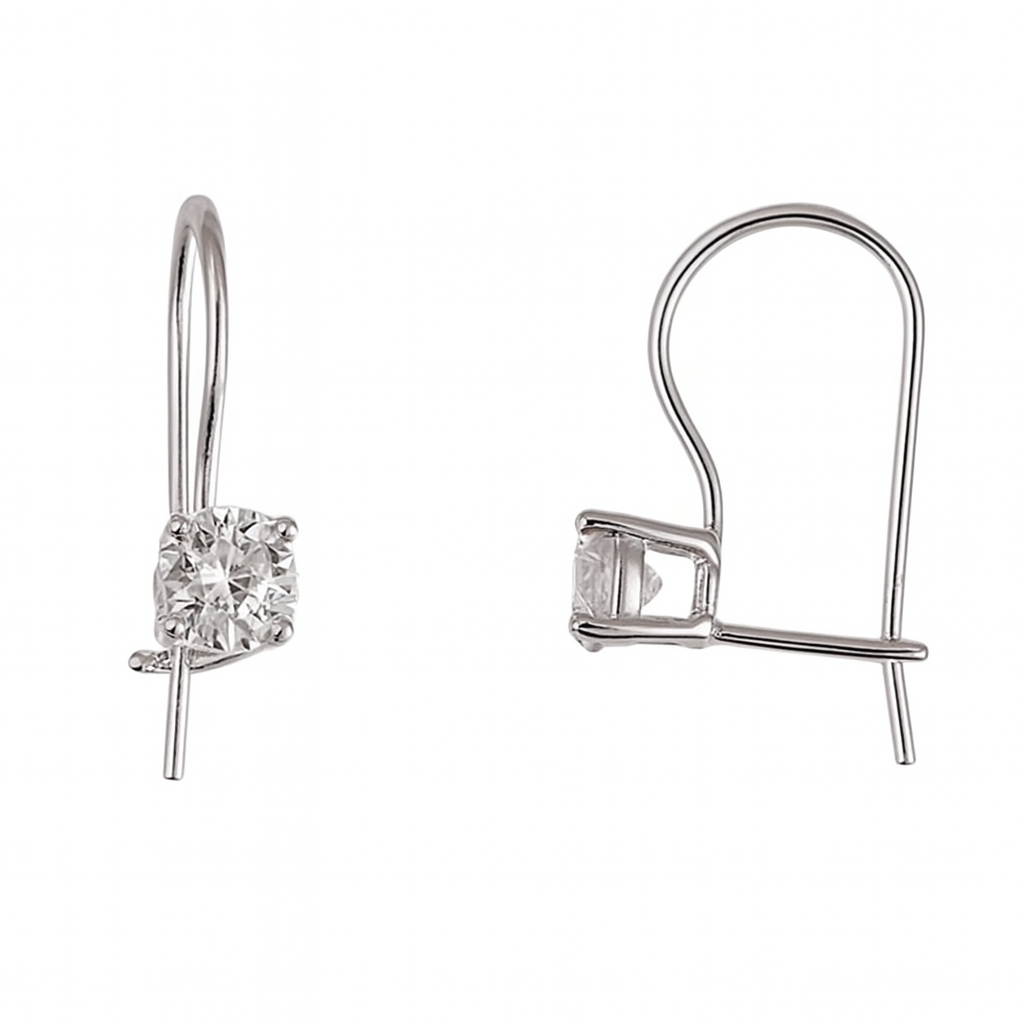 Sterling Silver 6mm CZ Hook Earrings