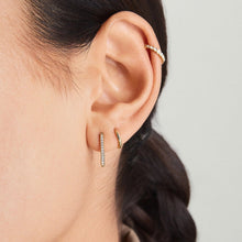 Load image into Gallery viewer, 9ct Gold &amp; CZ Huggie Earrings (14.5mm)
