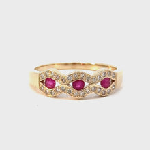 Load and play video in Gallery viewer, 9CT Created Ruby and Diamond Ring
