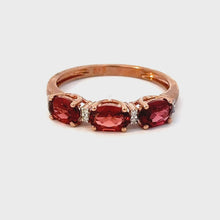 Load and play video in Gallery viewer, 9CT Rose Gold Garnet and Diamond Ring
