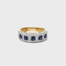 Load and play video in Gallery viewer, 10ct Yellow Gold 0.55ct Blue Sapphire &amp; 0.70ct Lab Grown Diamond Ring
