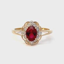 Load and play video in Gallery viewer, 9CT Created Ruby and Diamond Ring
