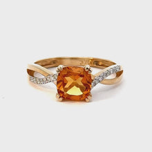 Load and play video in Gallery viewer, 9CT Citrine and Diamond Ring
